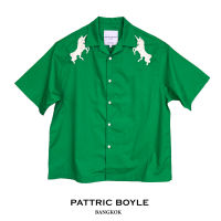 PATTRICBOYLE / TFN / UNICORNS EMBROIDERY ON SHOLDER HAWAII SHIRT เสื้อเชิ๊ต ปักลาย ยูนิคอร์น ทรงหลวม / HWN01113GR 01