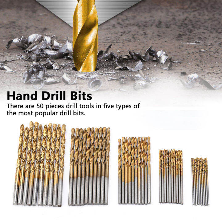 50pcs-mini-high-speed-steel-plating-titanium-straight-hand-twist-เจาะ-bits-tool