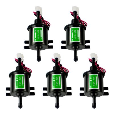 5X Universal 12V Electric Fuel Pump Metal Solid Petrol Inline Fuel Pump Gasoline Transfer Pump 12 Volts HEP-02A