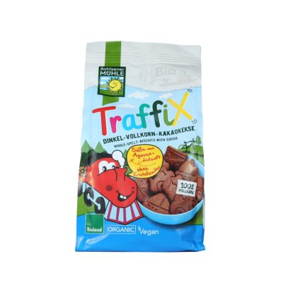 🌿Premium Organic🌿  Traffix - Whole Spelt Biscuits with cocoa  คุกกี้สเปลท์ ผสมช็อคโกแลต 125g