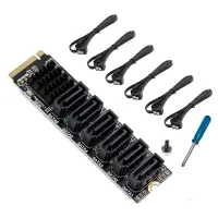 PCIE to SATA 6Gpbsx6-Port Expansion Card+SATA Cable M.2 MKEY PCI-E Riser Card M.2 NVME to SATA3.0 ASM1166 Support PM