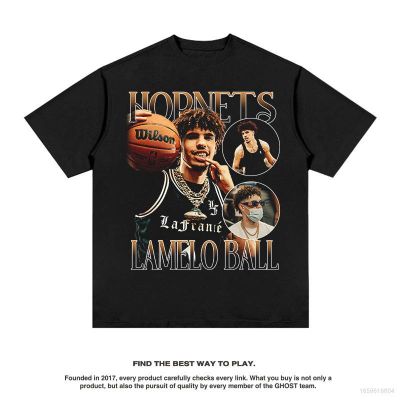 เสื้อยืดคอกลม แขนสั้น พิมพ์ลาย BKB NBA LaMelo Ball Fan สไตล์อเมริกัน สําหรับผู้ชาย และผู้หญิง