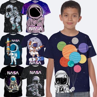 (In stock)  Kids Space T-shirt NASA for Boys Shirts Girl Summer Rocket Short Sleeve Casual Streetwear Clothes Children Top Tees