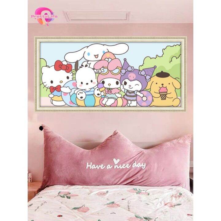 sanrio-5d-ภาพวาดเพชรเพชรเต็มงานปักครอสติช-diy-ปักเพชร-size30x60-40x80cm-การตกแต่งบ้านเพชร