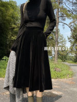 TIGENA Vintage Velvet Midi Long Skirt Women 2021 Fall Winter Elegant All-match Solid A Line High Waist Mid-length Skirt Female