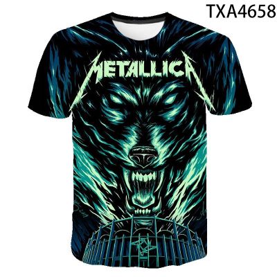 3D printed Metallica illustration, summer mens short sleeve top, round neck T-shirt, comfortable and breathable 4