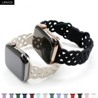 URVOI Band for Apple Watch Series 8 7 6 SE 54321 ultra Soft silicone strap for iWatch breathable wrist bracelet butterfly pin