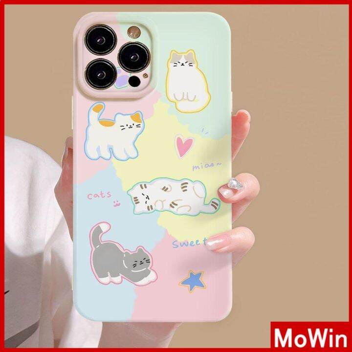 mowin-เข้ากันได้สำหรับ-เคสไอโฟน-เคสไอโฟน11-เคส-สำหรับ-iphone-14-เคสไอโฟนครีมเคสนิ่มเคลือบมัน-กันกระแทกฝาครอบกล้องป้องกันการ์ตูน