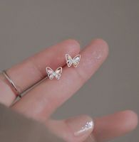 goodgift_station-butterfly s925 silver earrings ต่างหูรูปผีเสื้อประดับคริสตัลหลากสี