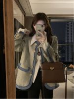 Uniqlo 2023 New Fashion version Xiaoxiangfeng contrast stitching shoulder pad blazer for women 2023 spring and autumn design niche temperament celebrity top trendy