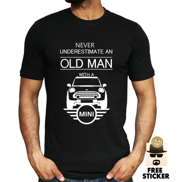 T shirt for men/Mini Cooper T shirt Funny Old Man Car Joke Gift Dad Fathers  mens t-shirt summer casual cotton tops black Cool Cute(1pcs) | Lazada PH