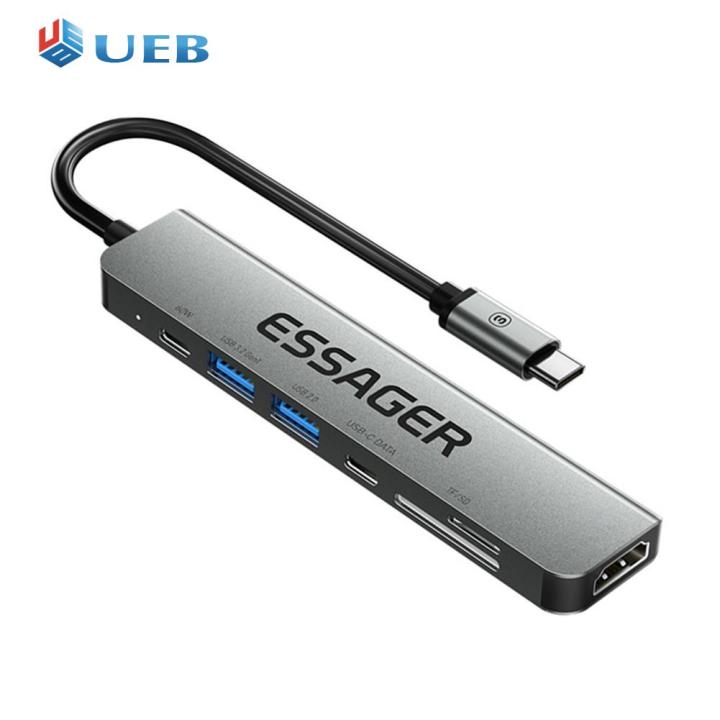 ส่วนขยาย7-in-1ฮับ-usb-type-c-hdmi-รองรับ-pd60w-แหล่งจ่ายไฟอะแดปเตอร์ฮับ-usb-ปลั๊กแอนด์เพลย์ฮับพอร์ตเครื่องแยกอเนกประสงค์