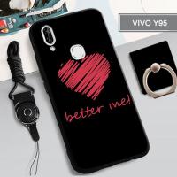 เคสซิลิโคนแบบนิ่มสำหรับ VIVO Y95เคสโทรศัพท์กล่องคลุมทั้งหมดทาสีป้องกันการตกฝาครอบโทรศัพท์กันรอยขีดข่วนสำหรับ VIVO Y95พร้อมห่วงจับและสายคล้องฟรี