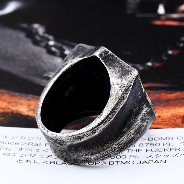 ตัวอักษร-luck-สแตนเลสของผู้ชายแหวนหัวกระโหลกเครื่องประดับแฟชั่น-beier-สไตล์เรโทรแหวนเหล็ก