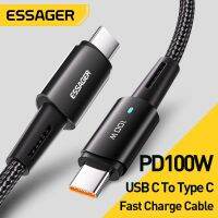 Essager PD100W 60W USB C ถึง USB ประเภท C สายเคเบิลต่อโทรศัพท์ชาร์จเร็ว4.0 5A ที่ชาร์จเร็วสำหรับเหมาะสำหรับ Xiaomi Poco3 Macbook Ipad เหมาะสำหรับ Huawei ที่เหมาะกับ Samsung