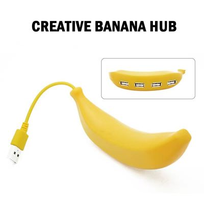 ฮับพอร์ต4พอร์ต USB แบบพกพา2.0ดีไซน์รูปทรงกล้วยตลกน่ารักส่วนขยายความคิดสร้างสรรค์แบบพกพาเหมาะสำหรับพีซี Mac แล็ปท็อป