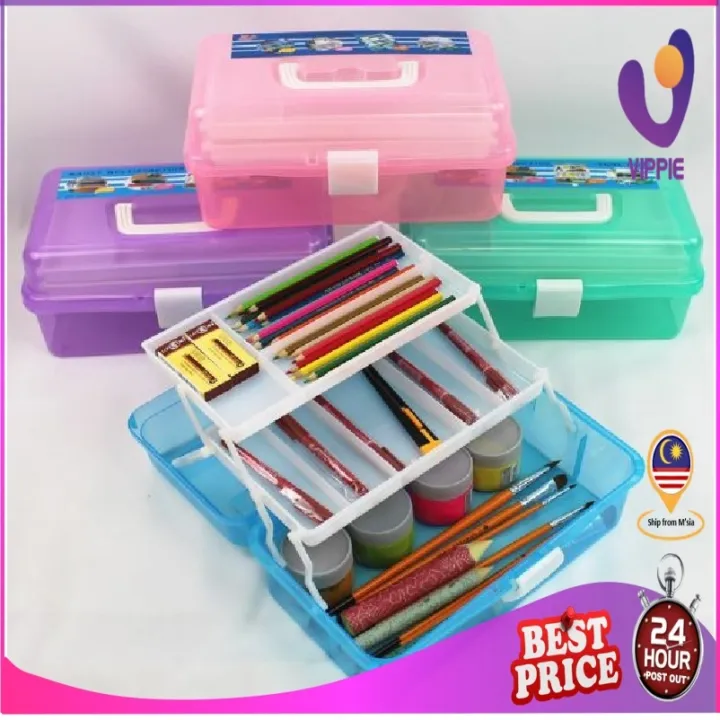 Toolbox VIPPIE 3 Layer Transparent Plastic Art Tool Box Nail Art