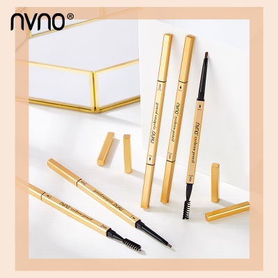 NVNOดินสอเขียนคิ้ว ดินสอเขียนคิ้วสองหัวเนื้อดีสามมิติสีทองแท่งเล็กแปรงเขียนคิ้วกันน้ำติดทนนานและไม่เลอะ