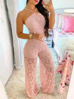 เซ็กซี่ Hallow Out Lace Halter Rompers ผู้หญิง Jumpsuit