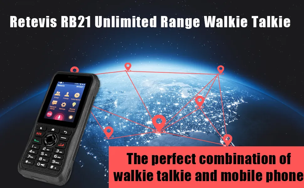 Retevis RB21 4G Unlimited Range Walkie Talkie Phones,Zello Smartphone with GPS,Bluetooth,Wi-Fi, IP54 Waterproof Network Radios with 1G 8G,2800mAh Batt - 5