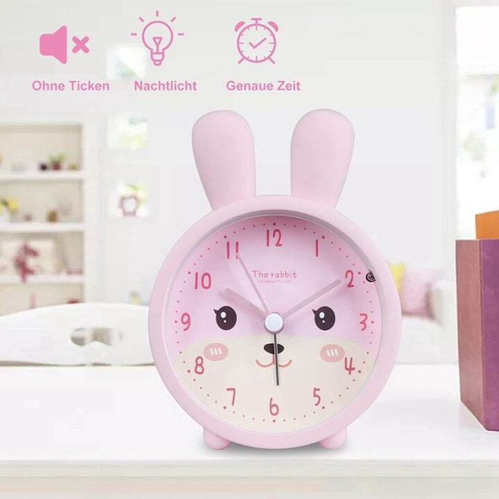 childrens-alarm-clock-for-girls-without-ticking-rabbit-childrens-alarm-clock-silent-alarm-clock-with-light-student