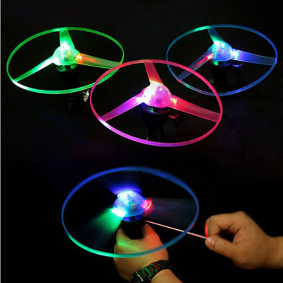 LEDกระพริบดึงString Flying Saucerของเล่นมีใบพัดแผ่นเฮลิคอปเตอร์ของเล่นเด็กของขวัญ