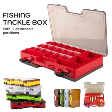 2-Tier Fishing Tackle Box with Detachable Dividers Adjustable Bait