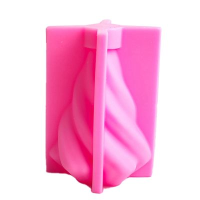 Rotating Cone Candle Mold Rotary Taper Candle Mold Wave Stripe Aromatherapy Candle Silicone Mould DIY Curved Columnar Plaster Resin Molds (S)