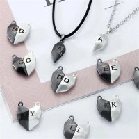 A-Z Letter Couple Necklace 1 Pair Magnetic Attraction Heart Stone Lovers Necklaces Set For Women Men Magnet Jelwelry Gift