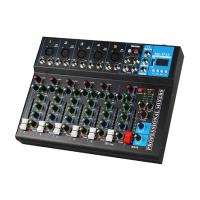 Audio Mixer 7 Channels Digital Bluetooth Portable Non Slip Faders Microphone Jack Sound Mixing Console for Karaoke Broadcast DJ