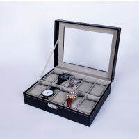 10-bit PU gray flannelette watch case display case storage box