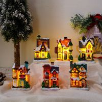 ❈ Christmas Resin Mini House Night Light Micro Landscape Snow House Model Desktop Ornament Christmas Home Decoration Holiday Gifts