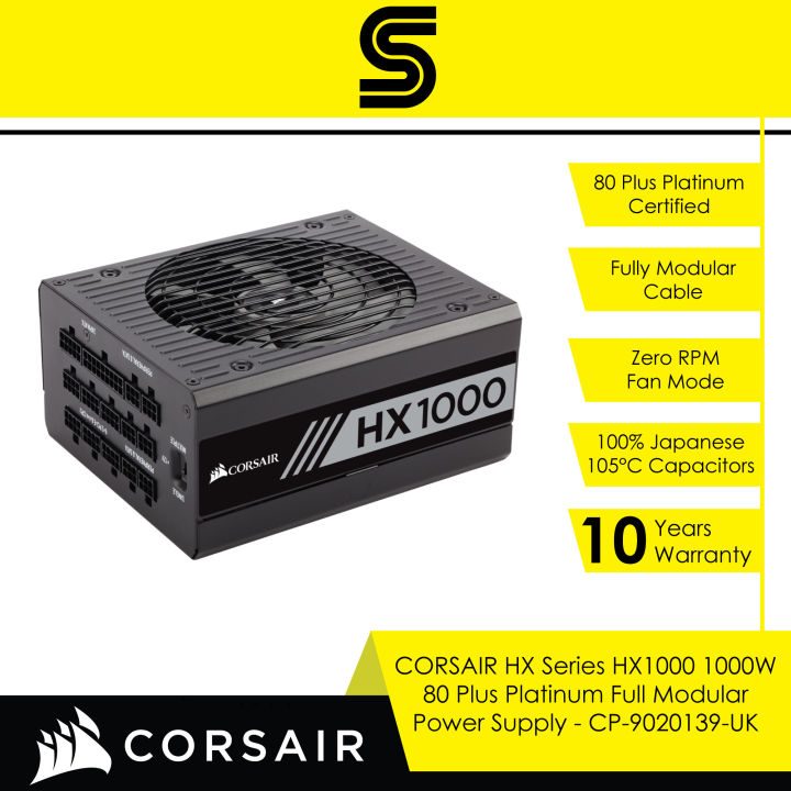 CORSAIR HX1000 1000W 80 Plus Platinum Full Modular Power Supply