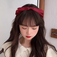 【YF】 Lystrfac Korean Sweet Double Bow Headband for Women Girls Fashion Wild Hairband Solid Color Hair Hoop Female Accessories