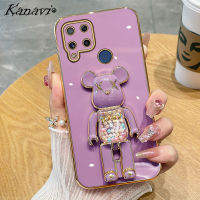 Kanavi เคสโทรศัพท์ปิดขอบตรงชุบแฟชั่นสำหรับ Realme C15 C12 C25 C11 C17 C35หมีรุนแรง C20 C11 C21Y C21 C25Y C33หรูหรา TPU ซิลิโคนนิ่มฝาครอบโทรศัพท์กันกระแทก