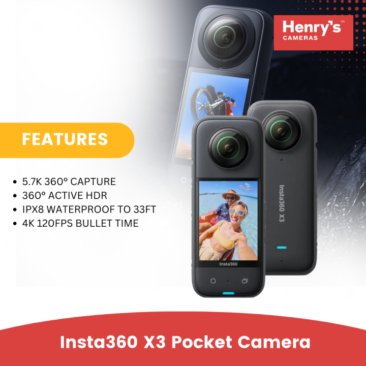 Insta360 X3 POCKET 360 STEADY CAM ACTION CAMERA HENRY'S CAMERAS
