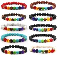 Newst 7 Chakra Bracelet Men Black Lava Healing Balance Beads Reiki Buddha Prayer Natural Stone Yoga Bracelet For Women