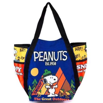 กระเป๋าน่ารัก Snoopy Tote Bag ไซส์ใหญ่ สะพายเข้าบ่าได้ ขนาด 52×35 cm ช่องด้านข้างขยายได้กว้าง