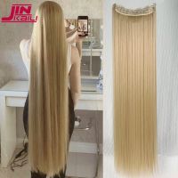 JINKAILI Synthetic 32-40 Inch Extra Long Straight Hair Extension 5 Clips Black Blonde Brown High temperature Fake Hairpiece Wig  Hair Extensions  Pads