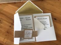 【YF】❏  1pcs Cut Tri-fold Gold Ivory Fold Wedding Invitation Card Invite Envelope