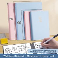 A4/A5 Whiteboard Notebook With Markers Small Whiteboard Eraser Cloth Portable Leather Reusable Whiteboard Notebook Note Books Pads