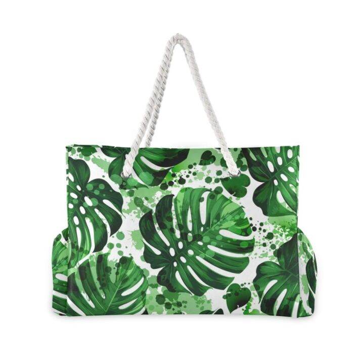 new-beach-tote-bag-fashion-women-summer-large-capacity-tropical-palm-monstera-leaves-shoulder-bag-top-handbag-shopping-bags