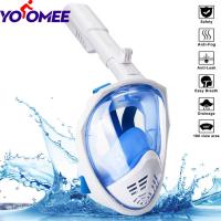 Yoomee Snorkel Full Face Mask, Scubaหน้ากากดำน้ำป้องกันหมอกป้องกันการรั่ว180 ° มุมมองพาโนรามาหายใจอุปกรณ์ดำผิวน้ำแบบพาโนรามาพร้อมอุปกรณ์ติดกล้องที่ถอดออกได้สำหรับผู้ใหญ่และเด็ก