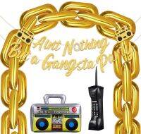 「 ANN Hardware 」ฮิปฮอปตกแต่งงานเลี้ยงวันเกิด Ain 39; TBut A Gangsta BannerChain Balloons70s InflatableBoombox