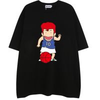 S-7XL Trendy Brand Men T Shirt Oversized Cotton Casual Short Sleeve Oversize Japanese Animation Slam Dunk Tshirt Baggy Size Sports T-shirts Loose Mens Clothing Tees