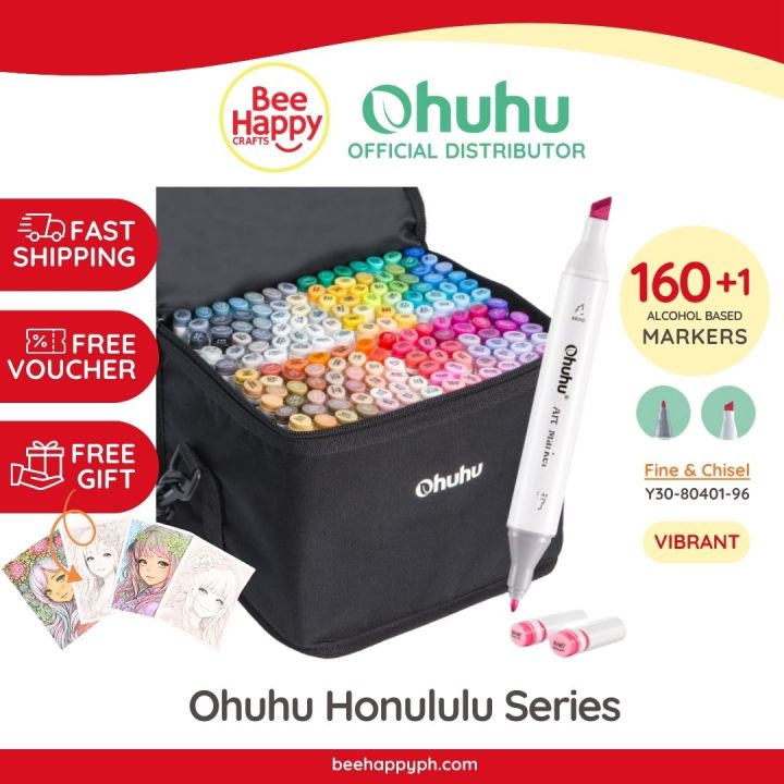 Ohuhu Oahu 200 Colors Dual Tips Alcohol Art Markers,Fine&Chisel