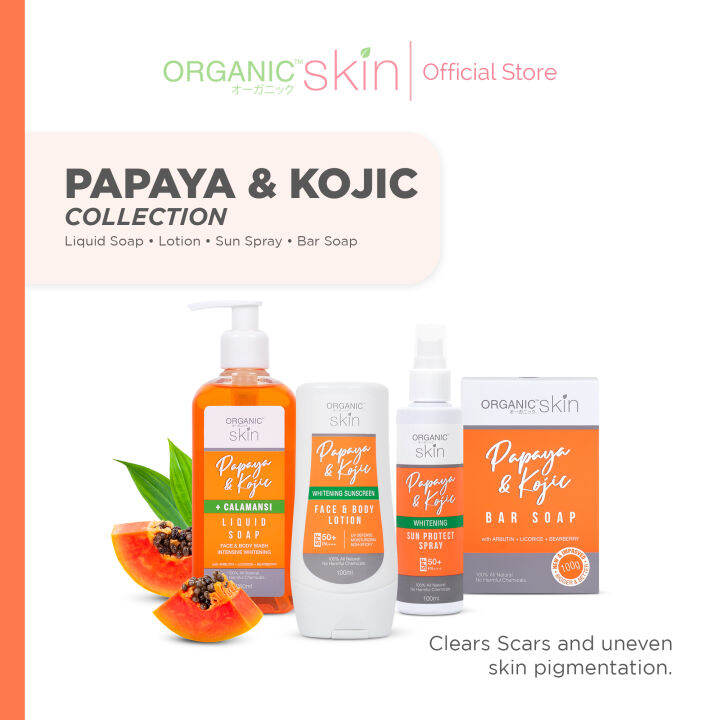 Organic Skin Japan Papaya & Kojic Whitening Collection with Bar Soap