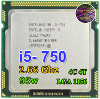 ซีพียู CPU Intel i5-750 2.660 GHz 4คอ4เทรด 95W LGA 1156 ฟรีซิลิโคน1ซอง