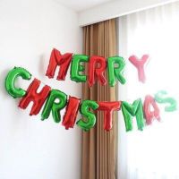 Merry christmas letter foil aluminum balloon set banner 16inch for christmas day decor banner