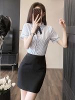 Summer shirt female money short sleeve shirt 2023 new high-end professional beauty salon work clothes skirt at the front desk work